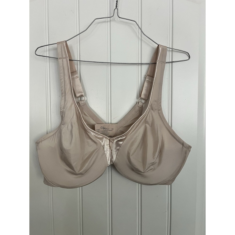 Olga by Warner's Bra 42C #35002 Side Support Ultimate Comfort Back BEIGE 747